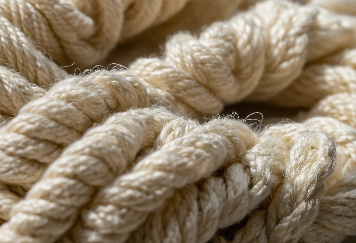 Macro photograph of ivory bouclé fabric showing the looped yarn surface